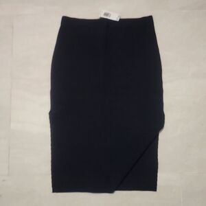 NWT Knit Stretch Black Fitted Pencil Skirt with Side Slits